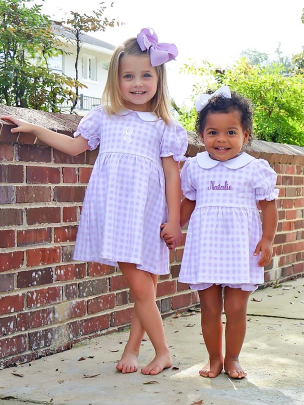 CLASSIC WHIMSY Riley Gingham Knit Bloomer Set in Lavender - 3T